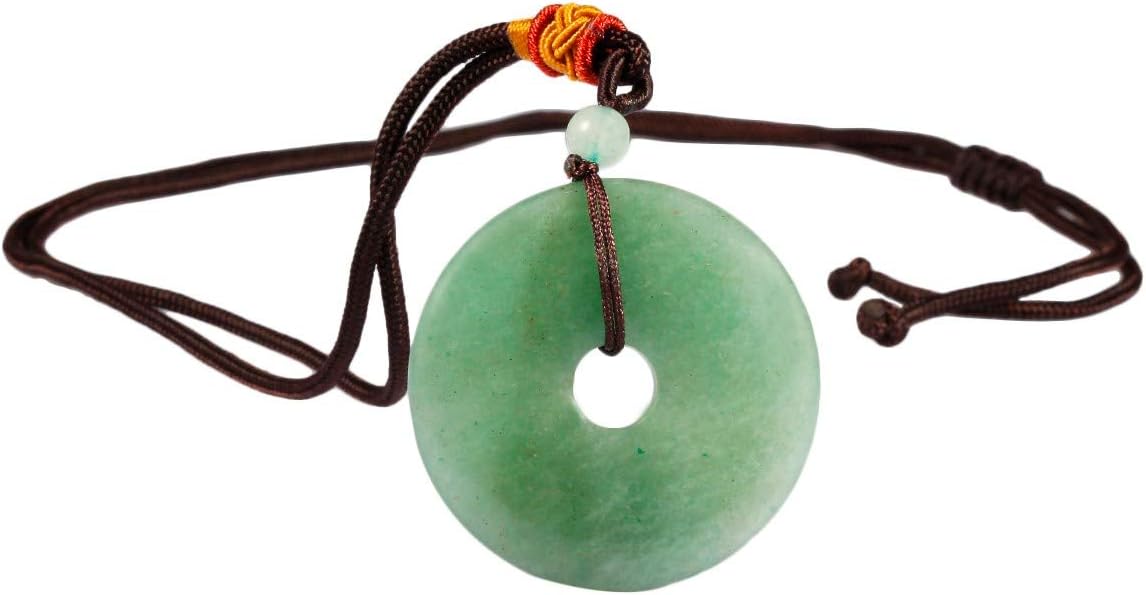 SUNYIK Natural Gemstone Lucky Coin Stone Pendant Necklace for Women Men, Healing Crystal Dount Amulet Necklace for Unisex Adjustable - Image 5