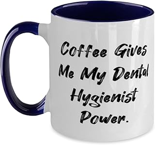 MIPOMALL Funny Dental hygienist Gifts, Coffee Gives Me My Dental, Dental hygienist Two Tone 11oz Mug From Coworkers, Cup For Men Women, Gift idea, Present, Birthday, Christmas, Holiday
