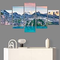 SIGNWIN 5 Panel Canvas Wall Art Modern Art Dramatic Farmhouse/Country Mountain Multicolor Nature Photography for Home Decorations Ready to Hang - 60