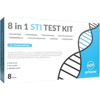 getTested 8-in-1 STI Test Kit - Home TD-STD Screening for Chlamydia, Gonorrhea, Mycoplasma, Ureaplasma, Candida, Trichomonas 