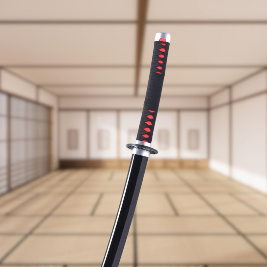 Katana Demon Slayer - Japońska replika mangi drewniany miecz + uchwyt na miecz + pas