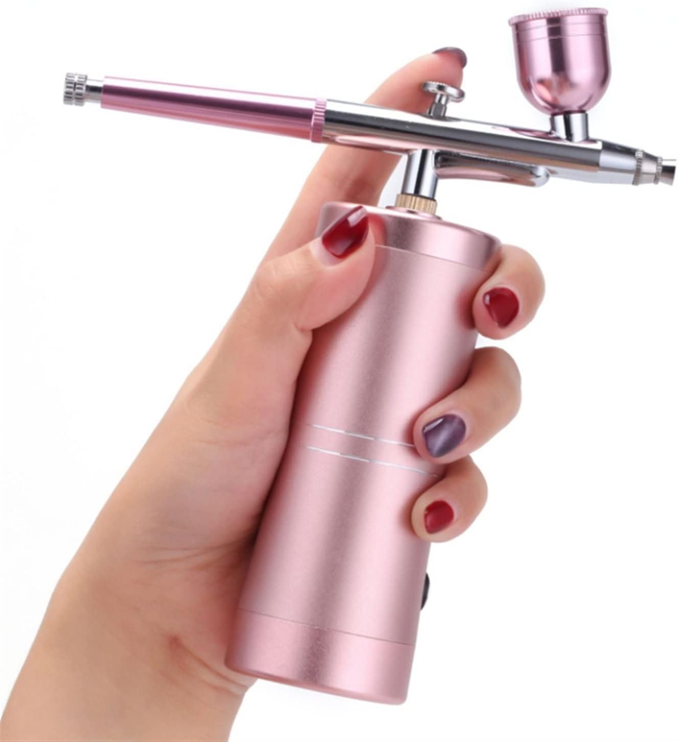 Sand Blaster Double USB Charge Protable Airbrush Air Compressor Spray for Gun Cake Nail Art Face&Body Tattoo Make Up Paint Sprayer (Color : Pink)