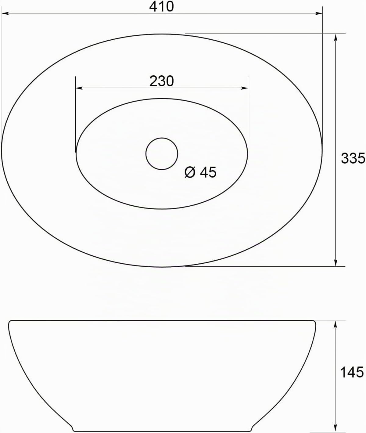 Elegante piccolo lavabo ovale con effetto loto per bagno e bagno degli ospiti - waschbecken24 (41x33x14cm, bianco / A99)