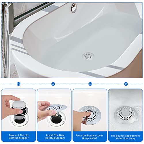 Universal Bathtub Stopper For 1.6-2.0 ”, Bathtub Drain Stoppers With Tub Drain Hair Catcher, Upgraded Of Brass Bath Drain Stopper/Pop Up Tub Drain Stopper, Bathroom Tub Stopper For Tub Replacement #TOP4