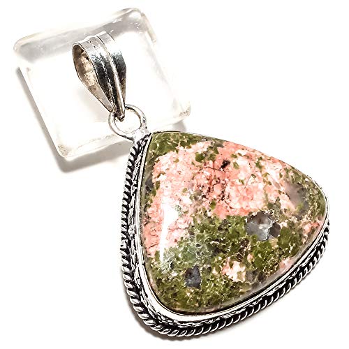 Pendentif unakite fait main et argent 925, cabochon unique et raffiné