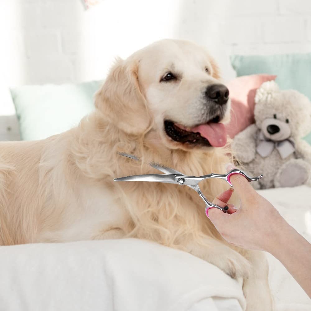 Ciseaux de Toilettage pour Chiens,Ciseaux de Coupe pour Chien,Acier Inoxydable 7/6,5" Cisailles pour Poils D'animaux pour Chiens et Chats