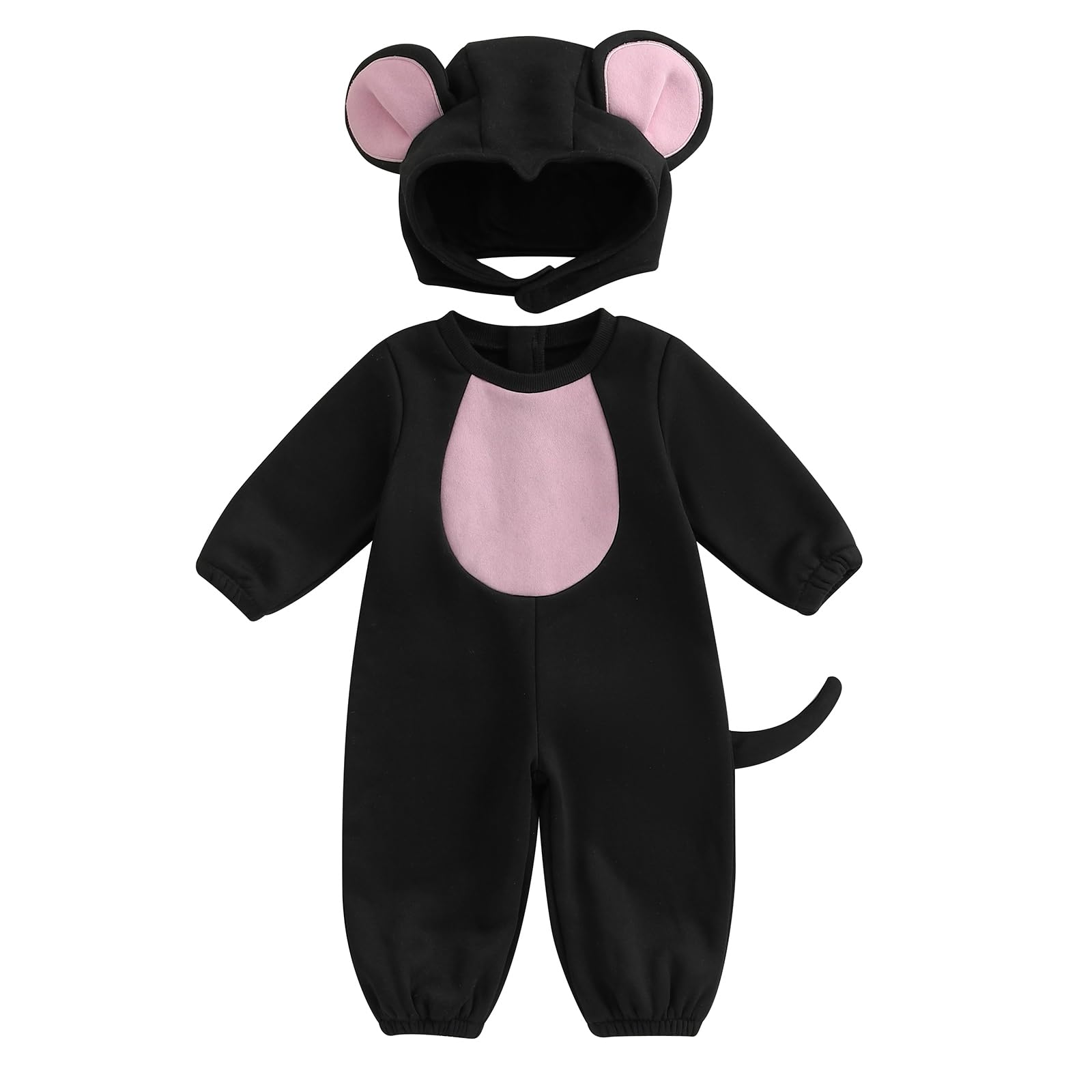Xeadoffubio Toddler Baby Girl Boy Halloween Animal Costume Black Cat Costume Shark Costumes Fuzzy Warm Fall Winter Animal Jumpsuit Halloween Dinosaur Outfit (Black Mouse, 12-18 Months) โ image 1