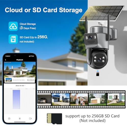 Abiso 4K Solar Security Camera Outdoor Wireless, 5GHz/2.4GHz WiFi 360° PTZ Cameras for Home Security with Dual Lens, PIR Motion Detection, Auto Tracking, Siren, Color Night Vision, 2-Way Audio, IP66 - Image 8