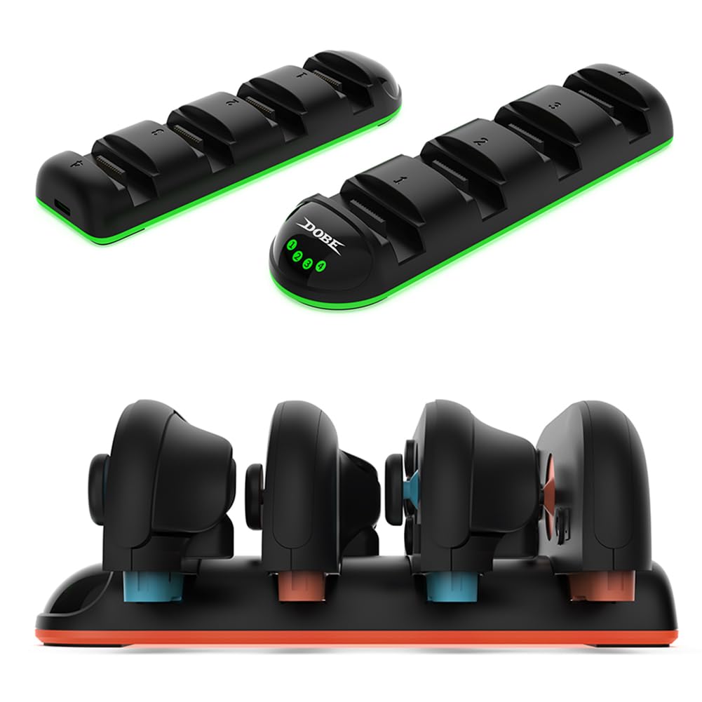 Ładowarka 4 w 1 do przełącznika 2 stacji ładującej LED do kontrolera Joy-Con szybkie i bezpieczne ładowanie