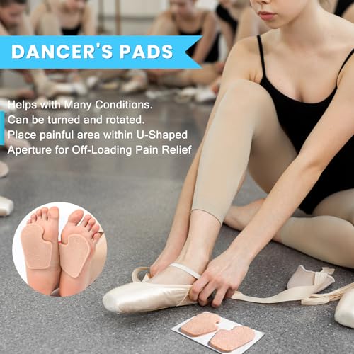 Image of Cutecrop 4 Pairs Dancer Pads for Ball of Feet, 1 /4 inch Felt Sesamoiditis Pads | Thick Self Adhesive Metatarsal pad, Forefoot Cushion, Callus Sesamoiditis Pain Relief for Men Women Dancing and Daily Wear