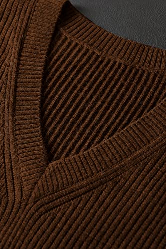 zhilifs Mens V-Neck Knitted Sweater Sleeveless Pullover Knitwear Vest Solid Plain Loose Fit All Match Sweater Tops3