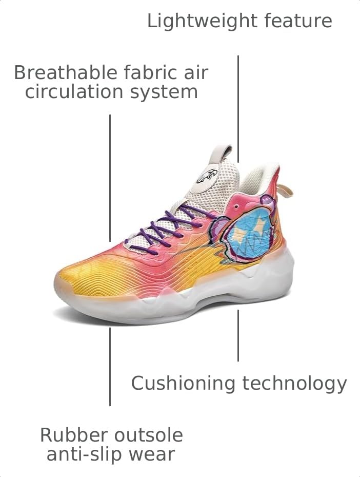 Image of Men's High-Top Basketball Shoes Anti-Slip and Wear-Resistant Soles Running Shoes Graffiti Design Fashionable Sports Shoes