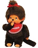 alles-meine.de GmbH Mädchen - Monchhichi - Lätzchen - ROT - 1 Zopf im Haar - 20 cm - Bekleidung ausziehbar - Plüschtier/Kuscheltier - Monchichi - Sportlich - groß - AFFE - ..