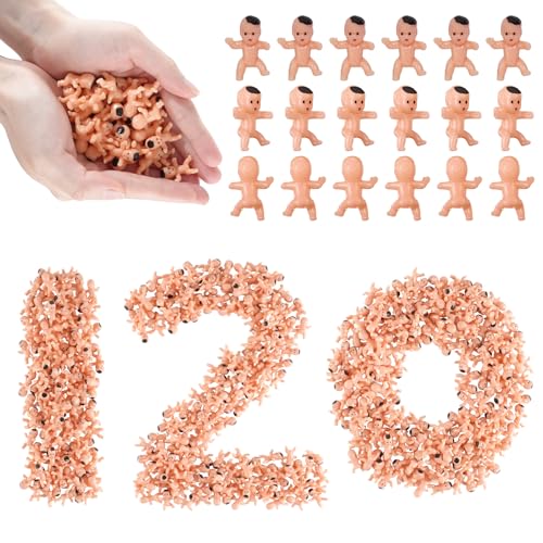 ZJJZGYXINTAI 120 PCS Plastic Babies for Games, 1 Inch Mini Babies Bulk for Baby Shower Game, Tiny Baby Figurines for My Water Broke Ice Cube Game, King Cake Babies for Party Decorations