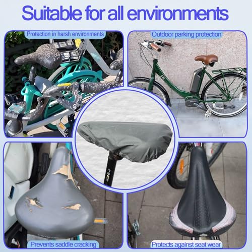 Image of Waterproof Bicycle Seat Covers Dustproof Rainproof UV-Resistant and Windproof Easy to Install and Clean Reusable Suitable for Men's and Women's Mountain Bike and Narrow Seats(2pcs Gray)