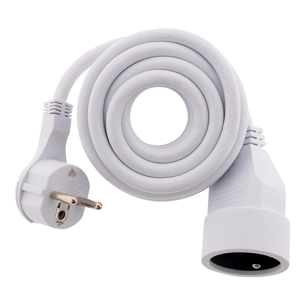 Zenitech - Przedłużacz 16A 2P+T - Biały - 3m - z płaską wtyczką