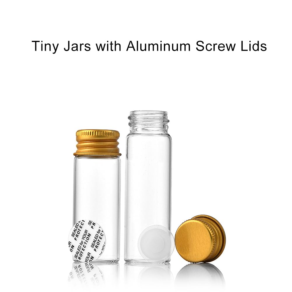 12Pcs 15ml Clear Glass Bottles with Screw Aluminum Screw Cap Mini Empty Glass Jars Small Bottles with Lids DIY Sample Vials Containers Wishes Bottle for Liquid Powder Jewelry Wedding Party Favors - Image 4