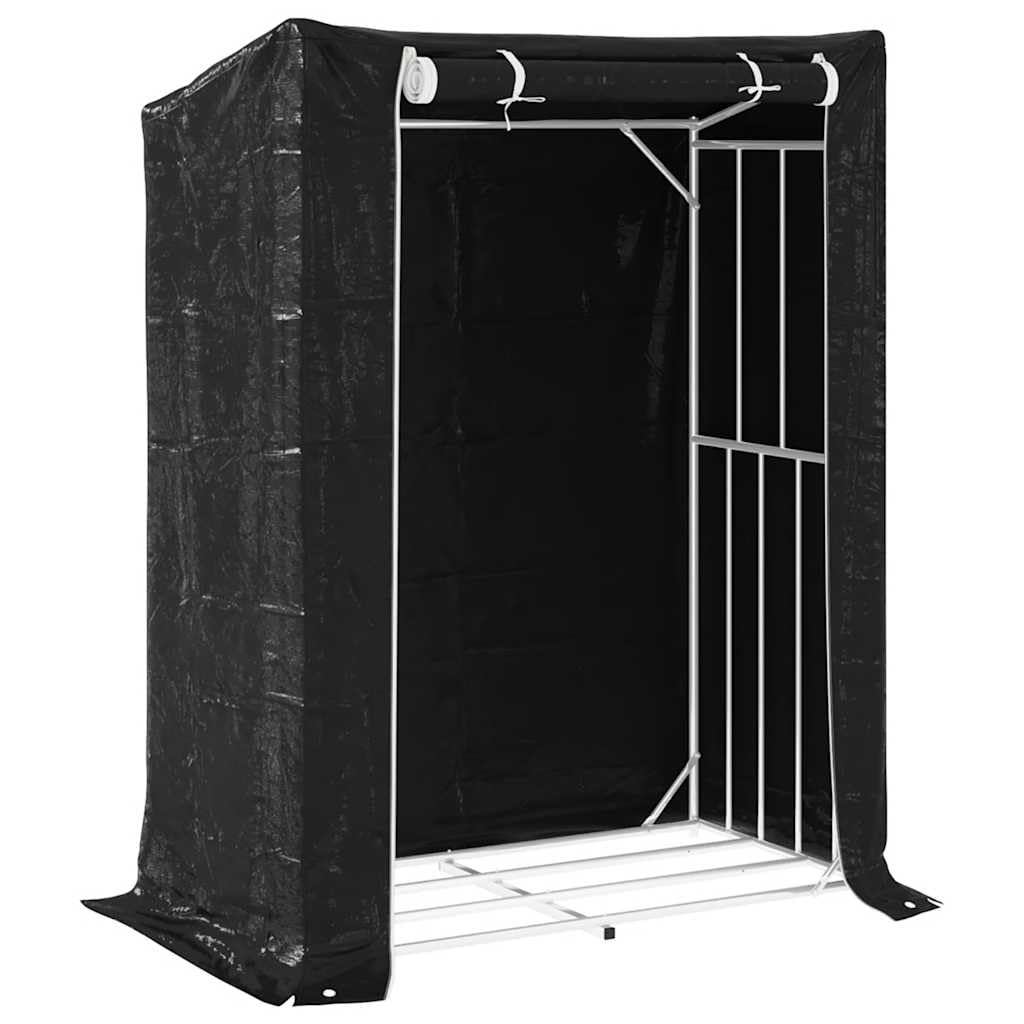 vidaXL Leñero con Protector de Lluvia 150x80x200 cm Acero galvanizado, Almacenamiento de leña, Soporte para leña para Chimenea, Almacenamiento de leña para Interior