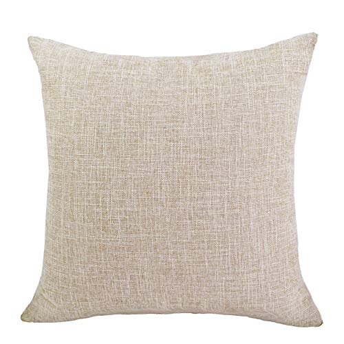 IVYSHION Housse de Coussin en Coton et Lin Canapé Maison Decor Taies d'oreiller Décoratives Classic Housse de Coussin pour Maison Salon Chambre Lit 40 * 40CM, Beige