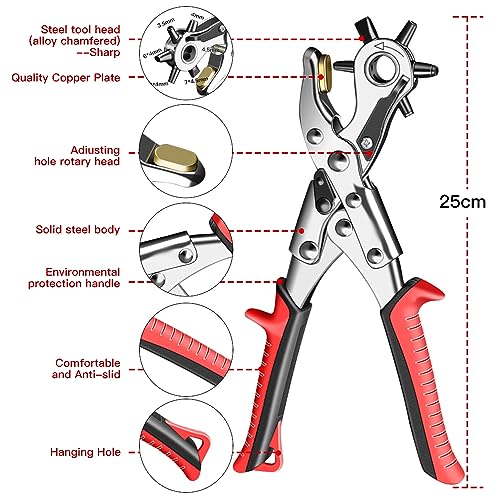 AIRAJ PRO Leather Hole Punch,Belt Hole Puncher for Leather,Heavy Duty
