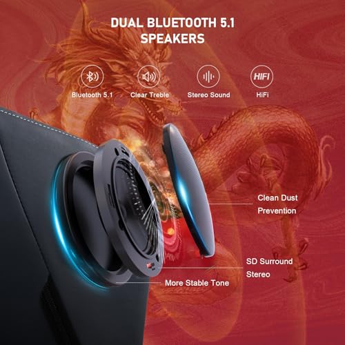 GTPLAYER Gaming Chair with Bluetooth Speakers and Footrest, Dragon Series Video Game Chair, Heavy Duty, Ergonomic, Esports Computer Office Chair,(BLUEGRAY)