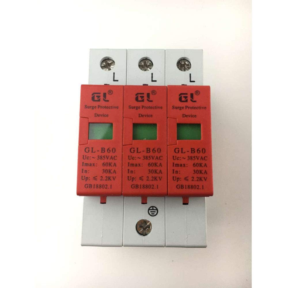 IndustrialField 2P+N 3 Pole 3P 385V AC 30KA~60KA Protection Protective Surge Arrester Surge Protector Device SPD