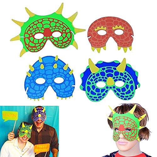 Dazzling Toys Halloween Dinosaur Masks 12 Party Costume Masquerade Dress Up Foam Masks Fun Holiday Birthday Party Supplies Decorations
