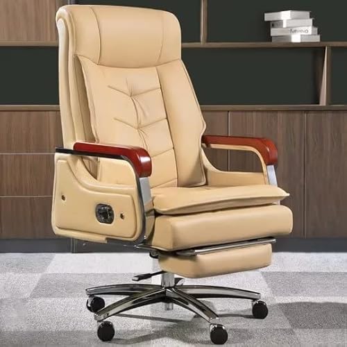 Kinnls Kyle Executive Office Chair Massage Office Chair With Footrest Genuine Leather & Solid Wood On The Chair Can Relax Your Whole Body After Best Chair For Long Hours. #TOP21