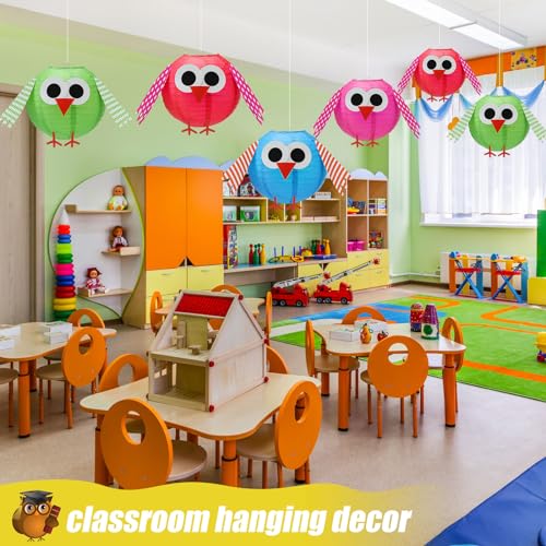 Image of Retisee 4 Pcs Back to School Classroom Decorations Owl Decor Paper Lanterns | 10 Inch Colorful Owl Ceiling Decorations, Welcome First Day of School Hanging Decor, for Kindergarten Preschool Teacher