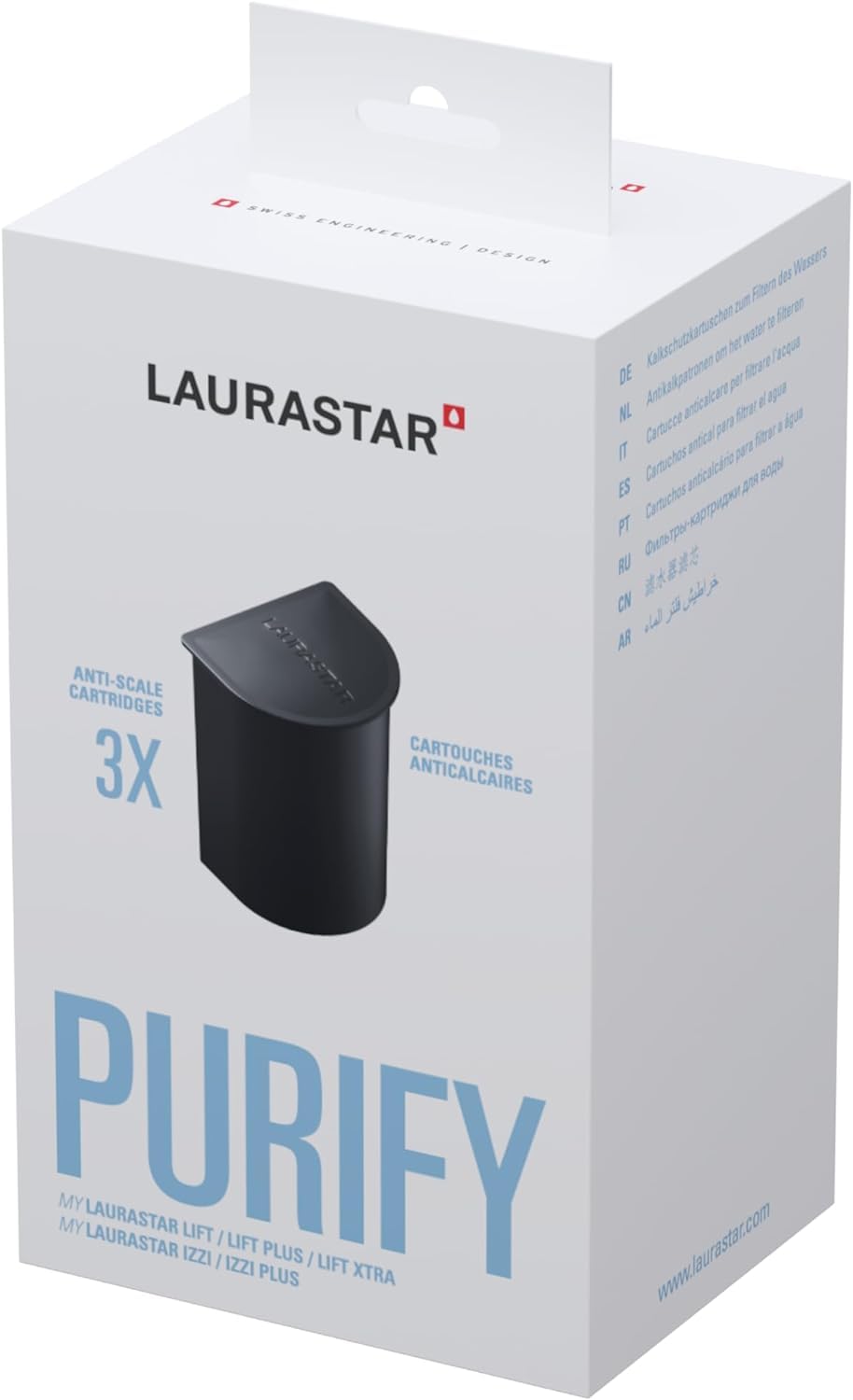 Laurastar Lift Original Red & Kalkschutzkartuschen zur Wasserfilterung 3-er Set