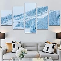 SIGNWIN 5 Panel Canvas Wall Art Snow Mountain for Home Decorations Ready to Hang - 60
