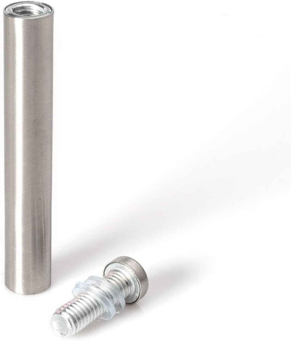 Stainless Steel Standoff 1/2 Inch Diameter x 3 Inch Barrel Length Brushed Finish for PVC, Glass and Acrylic Sign Stand Off Wall Anchors and Screws 4 Piece Pack for Heavy Signs
