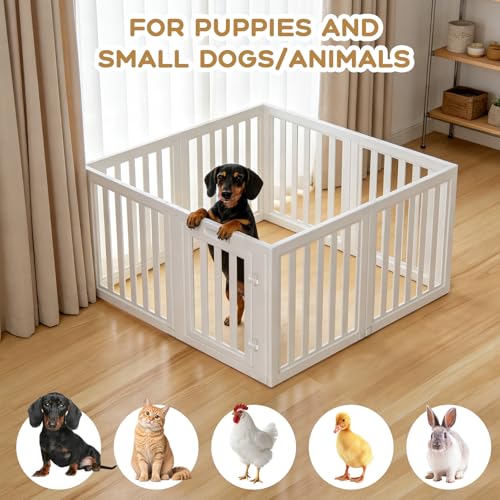 Image of Dog Playpen Indoor,Puppy Playpen,White 30.3 inch H, 8 Panels | Dog Play Pen Indoors with Open View, Tool-Free Setup, Multi-Shape Setup, Dog Pen for Dogs, Cats & Puppies