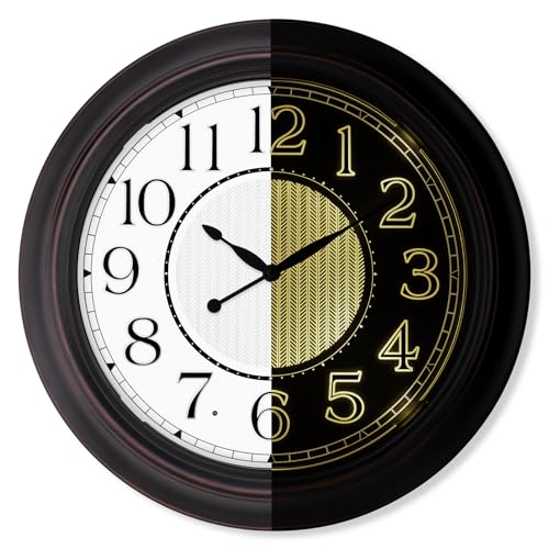 Koosome Illuminated Indoor Outdoor Clocks Waterproof, Large 18 Inch Retro Silent Lighted up Battery Operated Waterproof Wall Clock for Patio Pool Garden Yard Living Bedroom (Bronze)
