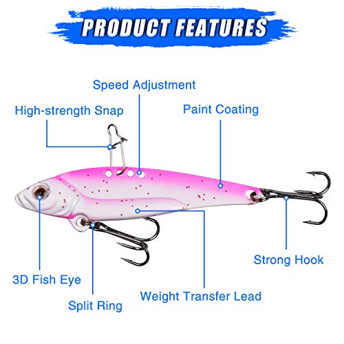 Metal Blade Baits For Bass Fishing Lures, 5Pcs Hard Metal Vib Fishing Lures Sinking Jigging Spoons Hard Swimbait For Trout Walleye Crappie #TOP4
