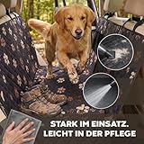 Hainberger Hundedecke Auto Rückbank Wasserabweisende Kratzfeste Autodecke für Hunde wasserdichte rutschfeste Autoschondecke mit Seitenschutz und Sichtfenster,4-in-1 Rücksitzschoner 137x147(mit Muster)