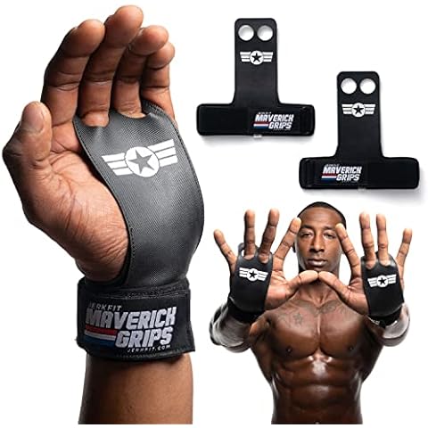JerkFit Maverick Grips, 2 Hole Hand Grips for Cross Training Workout, Weight Lifting, – Pull Up Grips, Hand Protection from Rips and Blisters for Men & Women (Medium) Cover