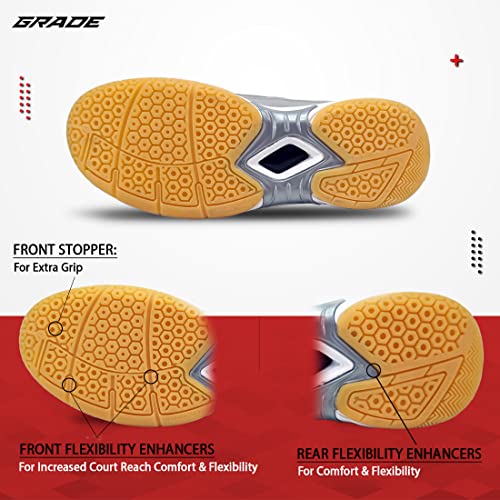 Image of Grade Shuttle Memory Foam Badminton Shoes for Men | Non Marking Shoes for Badminton Men | Squash Shoes and Table Tennis Non Marking Shoes for Men | Lightweight and Comfortable Gum Sole Shoes