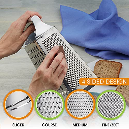 image for Spring Chef Professional Box Grater, 100% Stainless Steel with 4 Sides