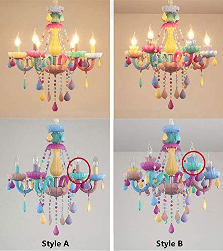 Lakiq Colorful Crystal Hanging Chandelier Light Fixture 6 Lights European Girls Room Pendant Ceiling Lighting Candle Chandelier For Girls Bedroom Living Room Dining Room Coffee Shop  thumb #6
