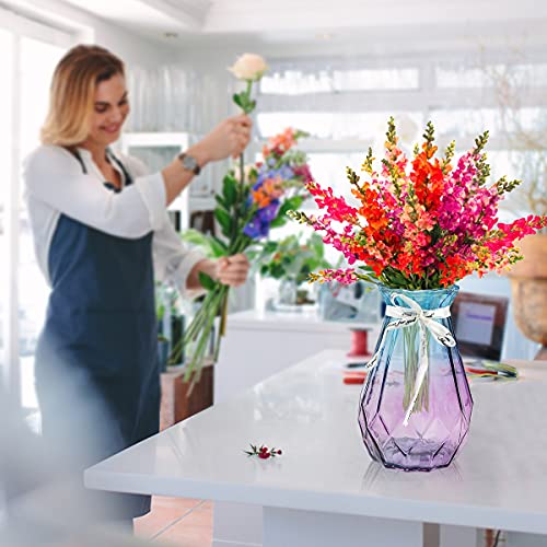 Xiangmall Glazen bloemvaas Multicolor Gradient Vaas Moderne Geometrische Vaas Centerpiece Decoraties voor Thuis, Kantoor, Bruiloft (Blauw Paars) - Afbeelding 7