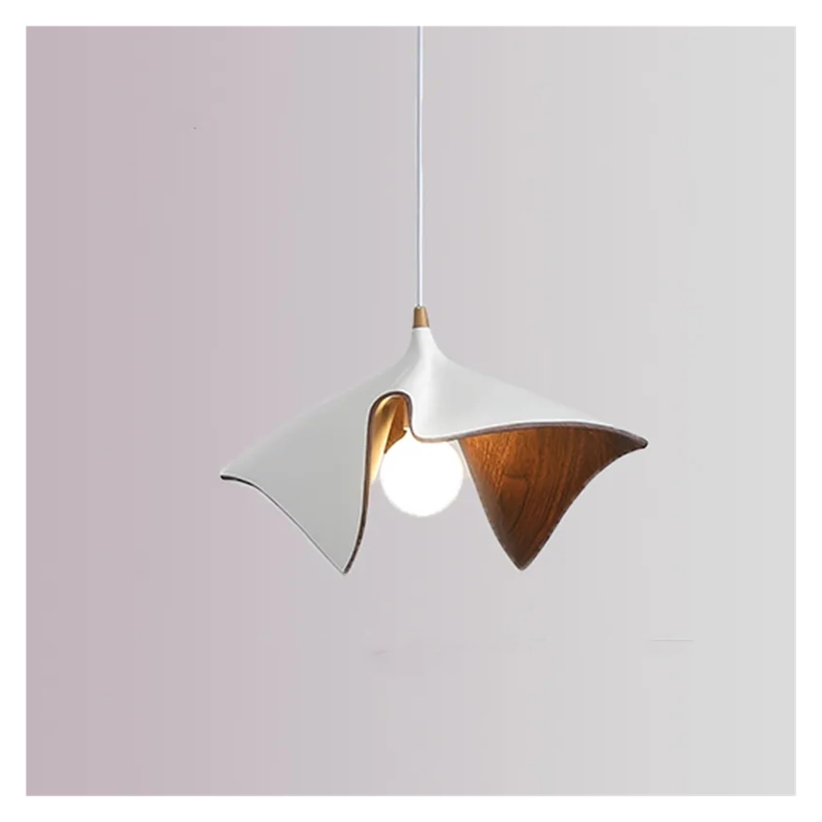 Lustre salon noir LED moderne en résine blanche 40cm suspension
