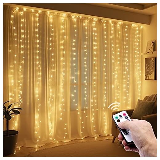 poripori 300 LED Curtain String Lights, Twinkle Fairy Lights for Bedroom with 8 Lighting Modes, USB Christmas Lights for Party Home Bedroom Indoor Wall Room Decor (Warm White)