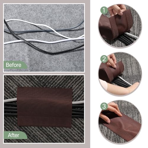 Image of WILLBOND Carpet Cord Cover Cable Protector Floor Cover Cable Protector Management Only for Commercial Office Carpet (98.43 ft,Brown)