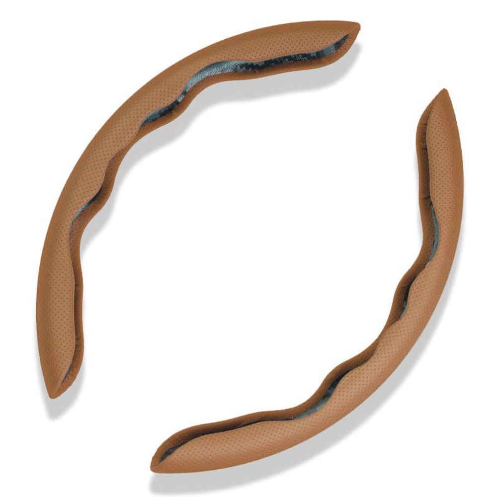 KCDRVUP Segmented Wheel Cover for Mazda Mazda2 2 Sedan (Type DE/DJ/XP21/DY) 2010-2023 Anti Slip Car Steering Grip Protector Quick Installation,normal-Brown