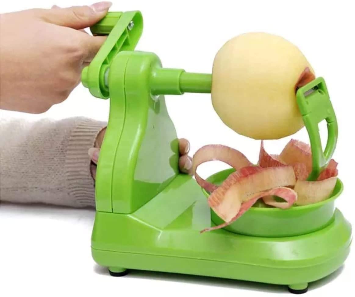 Dherik Tradworld Apple Slinky Peeler Corer Cutter Manual Machine Manual Firm Pedestal Fruit Apple Peeler + Apple Cutter Corer Machine