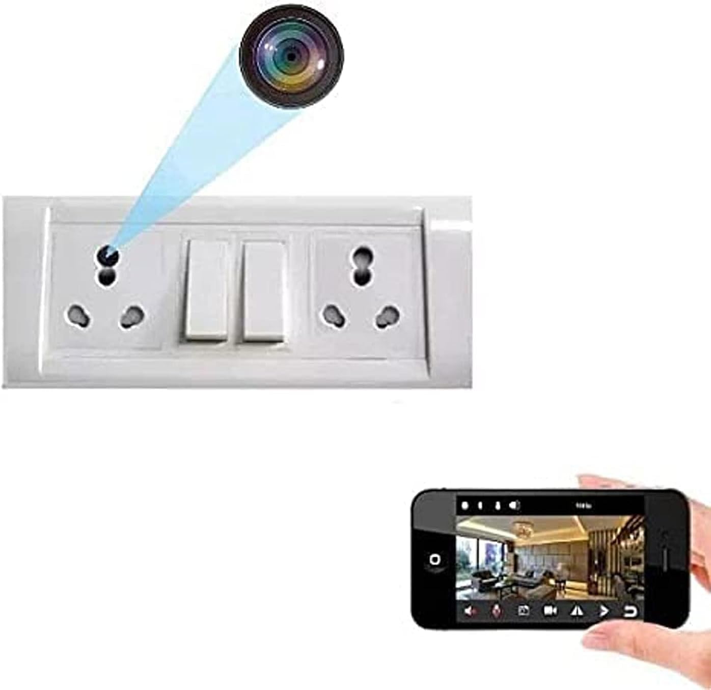 Secret Dual Port Switch Board Socket Camera, Audio Video Recorder Security Camera 24X7 Continuous with Day Vision 32GB Inbuilt