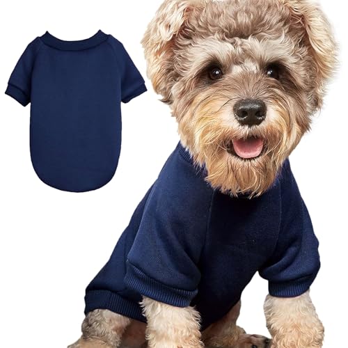 Image of Soft Puppy Sweater for Small Dogs Winter Knit Pullover, Navy XL | Elastic Cuffs Pet Clothes, Holiday Party Matching, Fall Winter Daily Outfit, Soft Breathable Machine Washable Sweatshirt