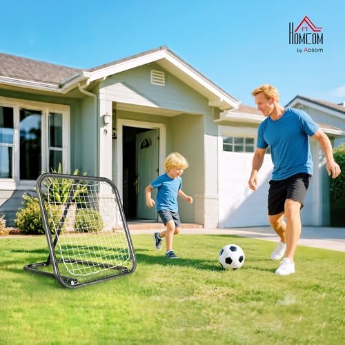 2. Bild von HOMCOM Rebounder für Fußball, 78 x 84 cm Prellwand mit Heringen, verstellbar in 5 Stufen, tragbar, Kickback Tor, Fußballtor für Jugendliche, Fußball Trainingszubehör für Baseball Training Weiß