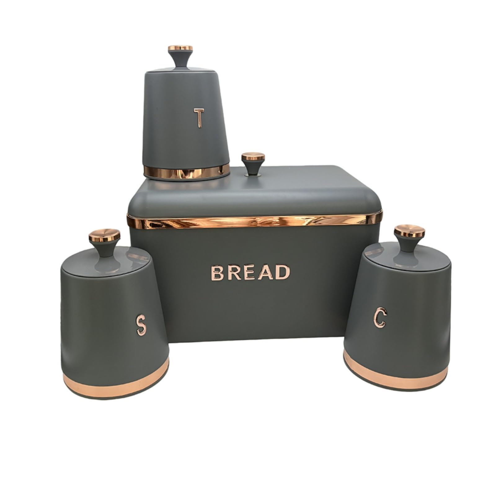 predolo 4 Piezas Contenedor de Almacenamiento de Cocina Botes Recipientes Set de Hierro con Recubrimiento y Perilla Tapa Hermética y Abertura Fácil Adecuado, Gris